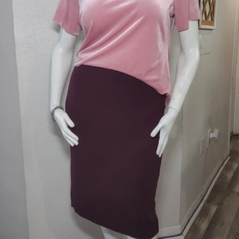 Wool Blend Burgundy Pencil Skirt